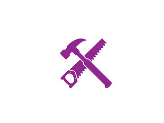 Hammer and saw icon and illustration design vector design 