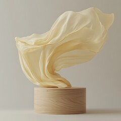 An elegant white silk wedding curtain decorated with a gold ribbon bow hangs on a mannequin to showcase luxury fashion fabric and bridal gown textile design for a beauty boutique