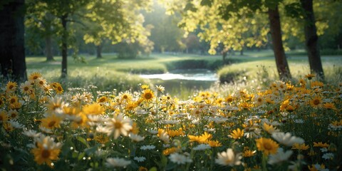 Colorful spring flowers in full bloom highlighting seasonal growth, appropriate for Earth Day