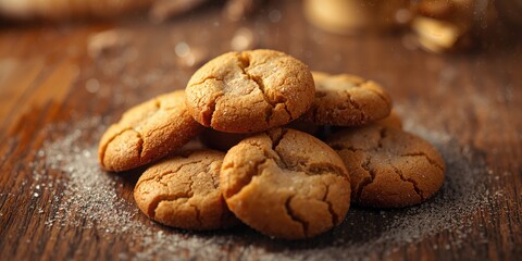 Close-up of cookies showing surface detail and texture, suitable for food product background