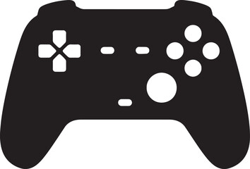 Black silhouette of a modern game controller with buttons and analog sticks clearly defined gamepad joystick also transparent background © PixelSaga MH2 