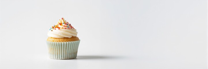 Vanilla cupcakes on a white background, suitable for bakery product display or menu design