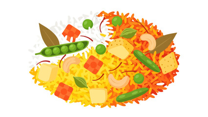 Fresh vegetable and pasta dish with vibrant ingredients and colorful presentation