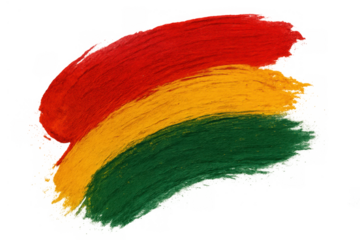 Bolivia flag colors painted brush strokes creating a national identity and patriotic background on transparent