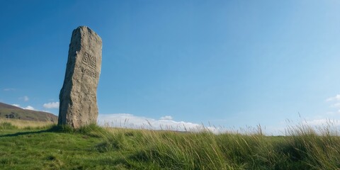 Ancient carved stone with intricate patterns, serving as a historical monument, Earth Day