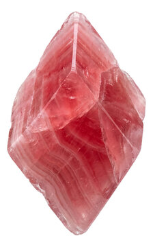 Rose-red rhodochrosite mineral with a distinctive rhombohedral shape.