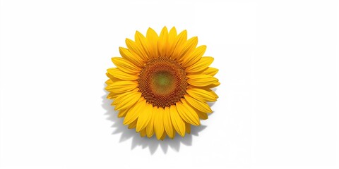 Obraz premium Flower of sunflower isolated on white background, highlighting seed and oil extraction processes