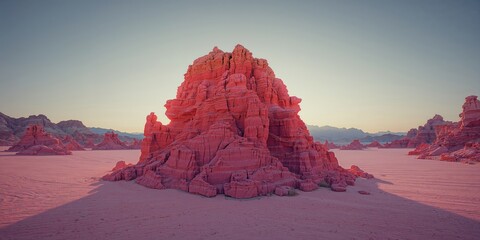 Pink and orange layered rocks forming a landscape, stone wall with vibrant hues, emphasizing natural mineral deposits, Earth Day
