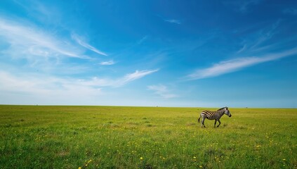 Obraz premium Lonely zebra amidst dense foliage, emphasizing wildlife movement and natural habitat
