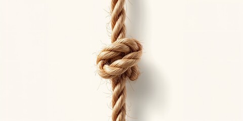 Detailed view of a knotted nautical rope on a white background, emphasizing strength and maintenance focus