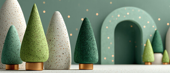 Minimalist Christmas trees decoration with soft lights