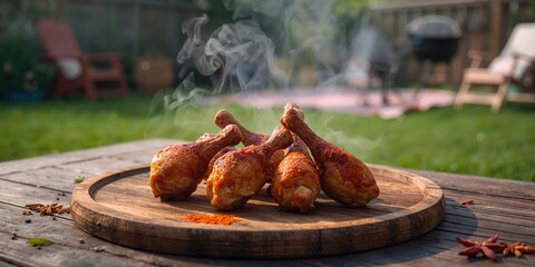 Smoked chicken drumsticks coated with spices, suitable for food presentation or recipe layout