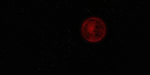 Red blood moon in the night sky background, illustrating a lunar eclipse event