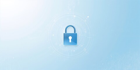 Digital banking screen displaying a padlock symbol highlighting cybersecurity measures, user interface for online financial services