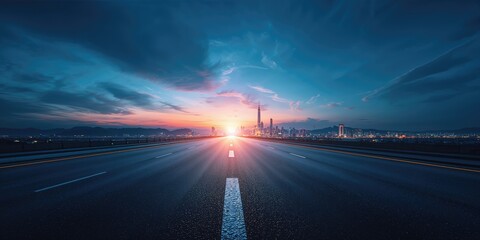 Obraz premium A long, straight asphalt highway at night with roadside lighting, highlighting traffic flow and road maintenance during low visibility, Road Safety Awareness Day
