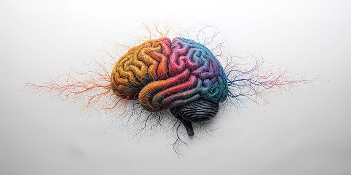 Bright neurographic artwork using black marker and colored pencils, illustrating subconscious mind visualization, neurographics, World Mental Health Day