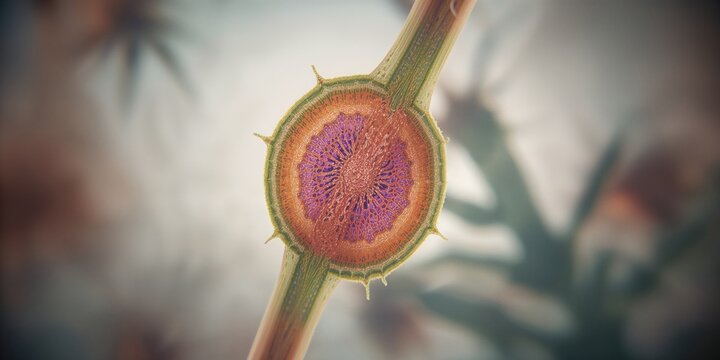 Close-up of plant tissue under magnification for biology study in a laboratory setting, research focus - Powered by Adobe