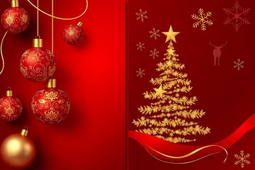 Festive Christmas backgroundimage featuring ornament decorations and golden christmas tree design