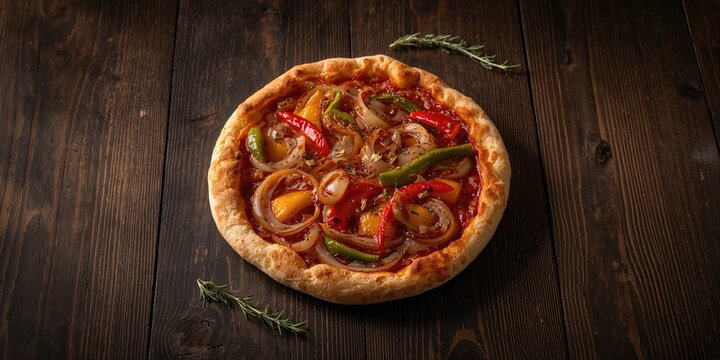 Spanish coca with onion and bell pepper, emphasizing fresh ingredients for a culinary background