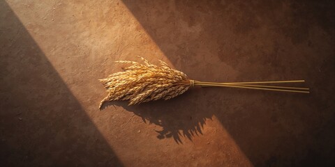 Rice straw drying on a textured brown surface, highlighting crop residue disposal practices