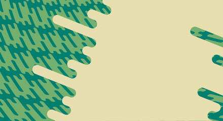 Horizontal vector illustration features flowing and layered green shapes in a green color palette. Creating an abstract background design with extensive copy space.