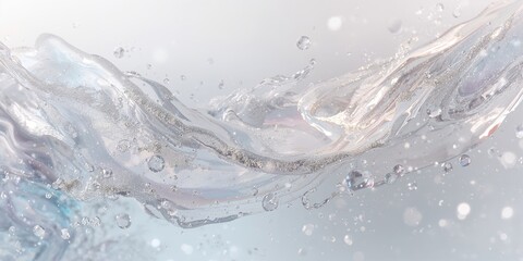 Abstract liquid paint backdrop with pearl silver acrylics and glitter texture for creative projects, Earth Day