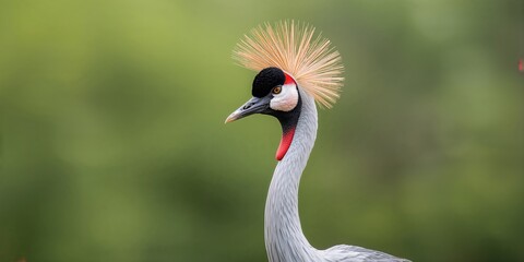 Naklejka premium Red-crowned crane standing in wetland habitat, seasonal migration patterns