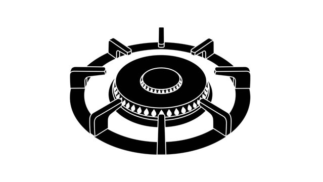 Black Gas Stove Burner Illustration.
