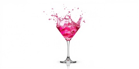 Pink gin tonic overflowing from a martini glass highlighting beverage presentation, alcohol awareness day