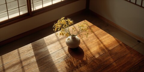 A ceramic sake cup filled with sake alongside blooming chrysanthemums, highlighting beverage presentation
