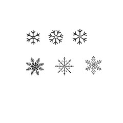 Minimal Snowflake Icon Set &ndash; Geometric Winter Symbols in Black and White