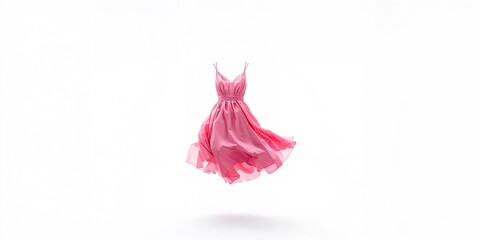 White background highlights a flying dress with flowing fabric and intricate cutouts