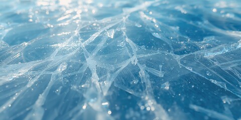 Frozen water surface used as a background for layout and text in digital media