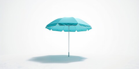 Obraz premium Sky blue umbrella set against a white backdrop designed for layout backgrounds