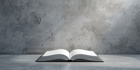 Front perspective of an empty book serving as UI backdrop for layout and typography, focusing on simplicity