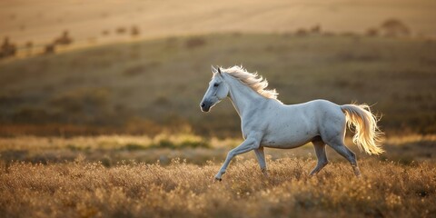 Obraz premium Wild Camargue Horses in natural marshland, emphasizing habitat preservation and ecological importance