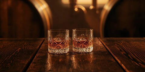 Pair of whiskey glasses used in expert tasting sessions, highlighting precise serving techniques