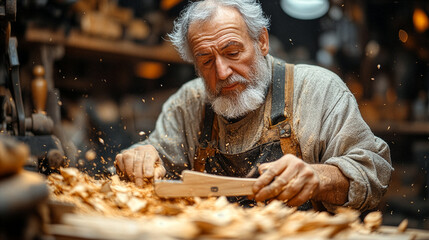 Senior craftsman working with hands in workshop