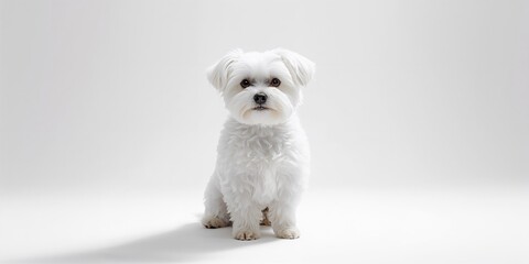 Maltese breed set against a white backdrop, useful for breed recognition and visual consistency
