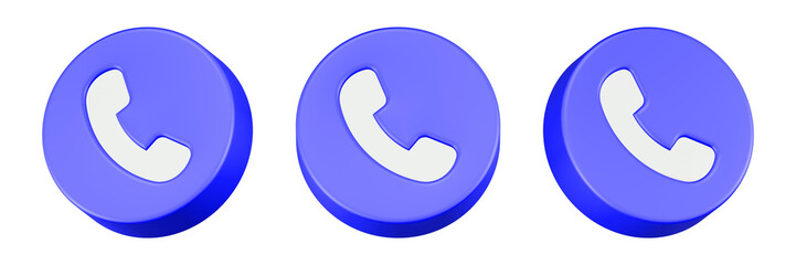 call icon 3d render blue button