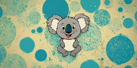 Seamless pop art pattern featuring a humorous koala, suitable as a background for text and layout