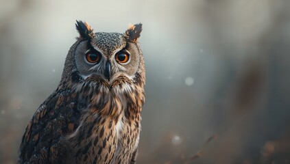 Owl with big eyes, used as a UI backdrop for wildlife app interface, Earth Day