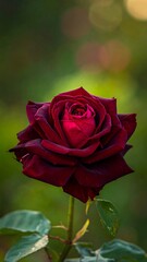Deep crimson rose blooms, vibrant against a soft, green background