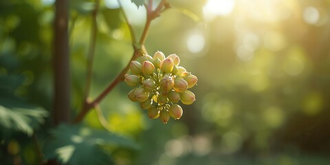 Close-up of grape buds prior to flowering, suitable for studying vine growth patterns