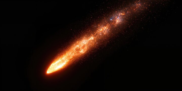 Falling comet trail with sparks and smoke, designed as a dynamic background for digital projects