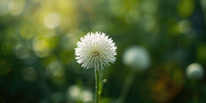 Wild Gomphrena globose or white knob flower among garden plants, highlighting native flowering species