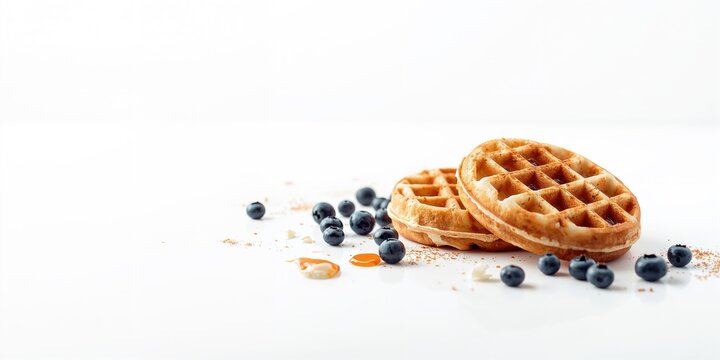Waffles displayed on a clean white background, suitable for menu or food blog layout