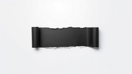 Black paper torn into irregular edges on white surface, serving as a backdrop for graphic content