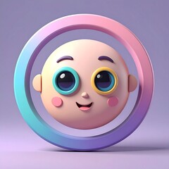 Fototapeta premium Cute stylized baby face inside a colorful gradient ring