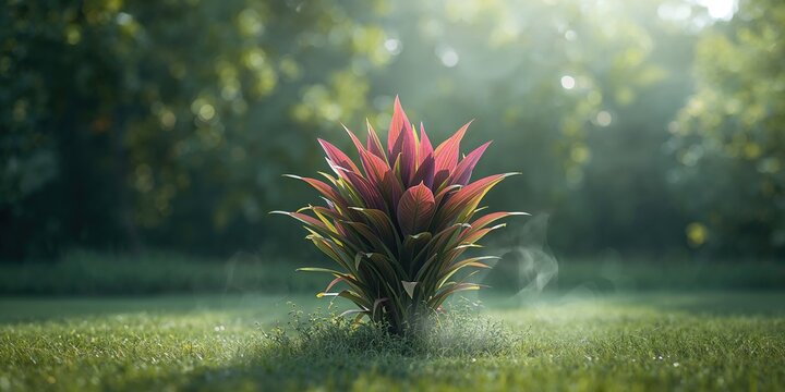 Outdoor garden display featuring Iserine herbstii or Miana plant as a decorative ornamental foliage plant